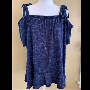 Blue Peek-A-Boo Shoulder Shirt by Ana. Size 16